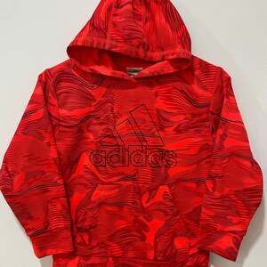 Adidas Kids’ Orange Red Swirl Pullover Hoodie Size 7